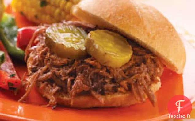 Sandwichs au Bœuf Barbecue Râpé