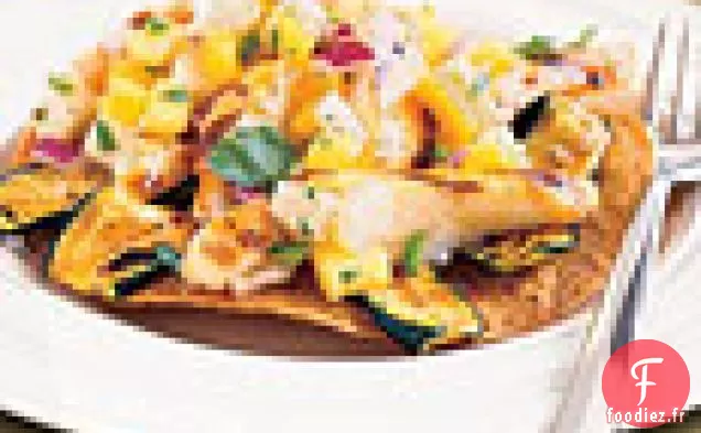 Tostadas de Poisson grillé à l'Ananas - Salsa Jícama