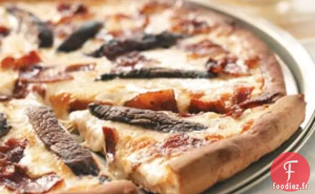 Pizza aux Champignons et Bacon Alfredo