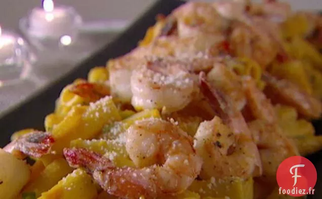 Rigatoni à la Courge et aux Crevettes
