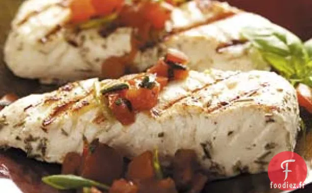 Flétan à la Sauce Tomate Basilic