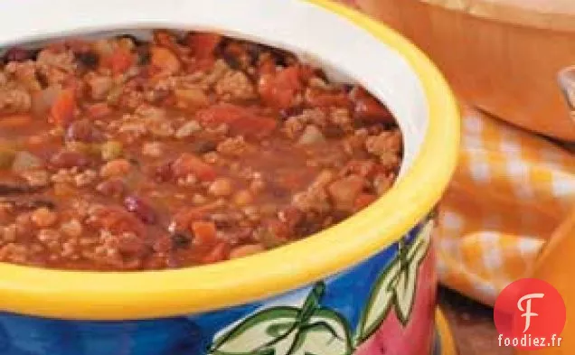 Chili à la Dinde aux Quatre Haricots