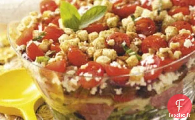 Salade Antipasto avec Vinaigrette au Basilic