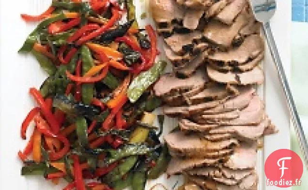 Porc Glacé Au Soja Grillé Avec Riz Et Légumes Asiatiques