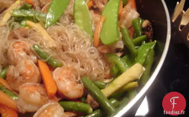 Un Stirfry Aux Crevettes Un Peu La Nuit