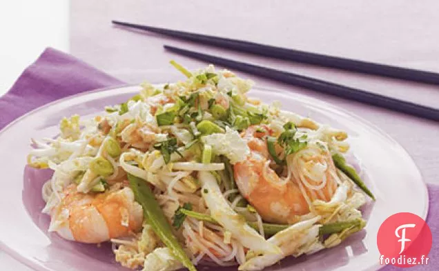 Salade de Crevettes et Nouilles avec Vinaigrette Asiatique