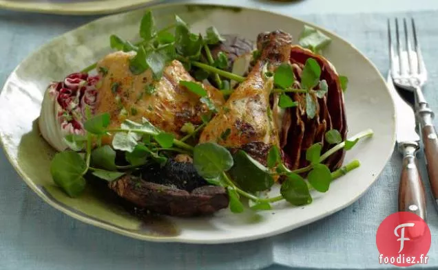 Salade de Poulet Grillé à l'Ail, Portobello et Radicchio