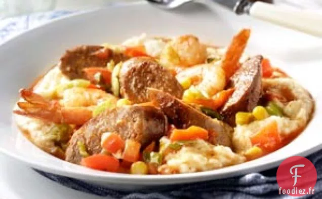 Saucisse Italienne Chaude et Crevettes avec Grains d'Asiago