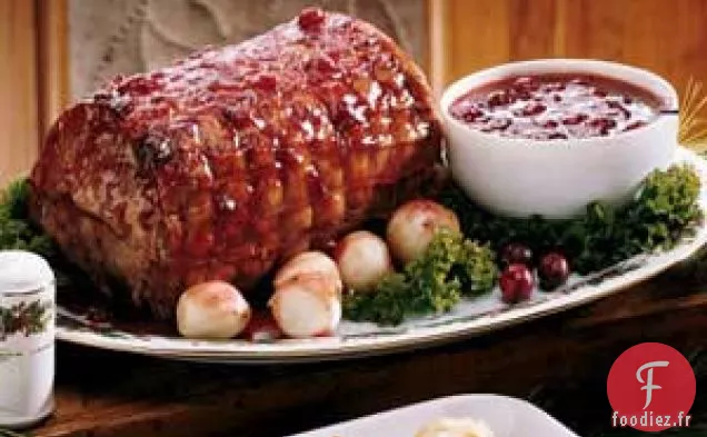 Rôti de Porc Glacé aux Canneberges Festif