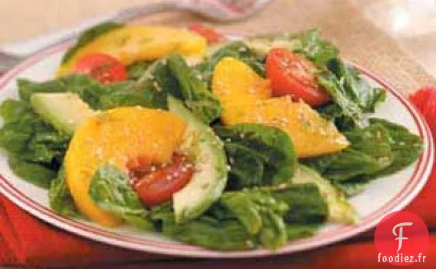 Salade d'Épinards Avocat-Pêche