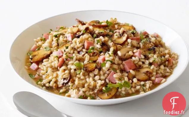 Risotto d'Orge Au Jambon et Champignons