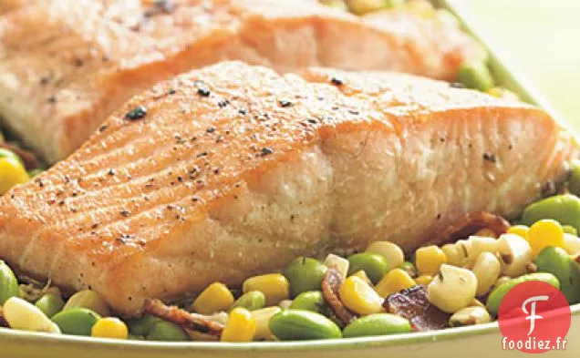 Filets de Saumon Poêlés à l'Edamame Succotash