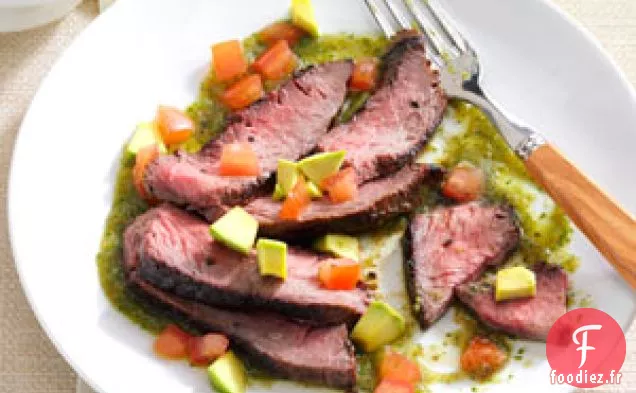 Bifteck de Flanc avec Salsa Verte à la Coriandre