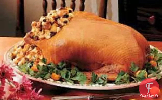 Oie Rôtie Farcie aux Pommes et Raisins Secs