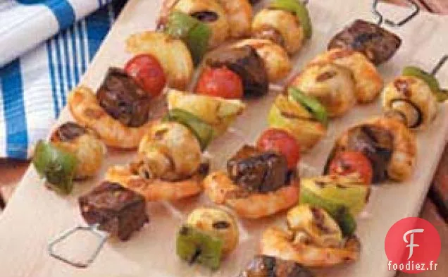 Brochettes de Steak et Crevettes