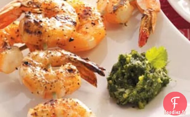 Crevettes Grillées avec Sauce à la Coriandre