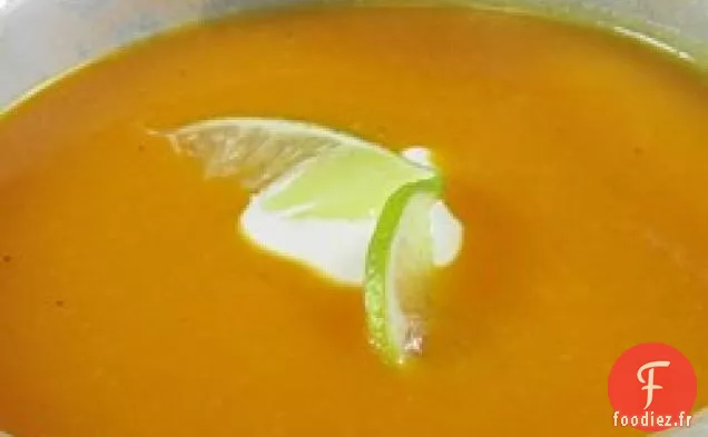 Soupe de Courge Musquée au Curry avec Crème de Citron Vert