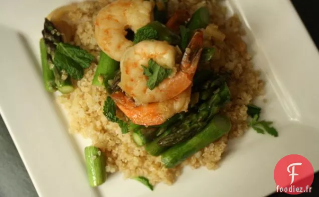Crevettes Et Asperges Au Soja Et gingembre Rôties