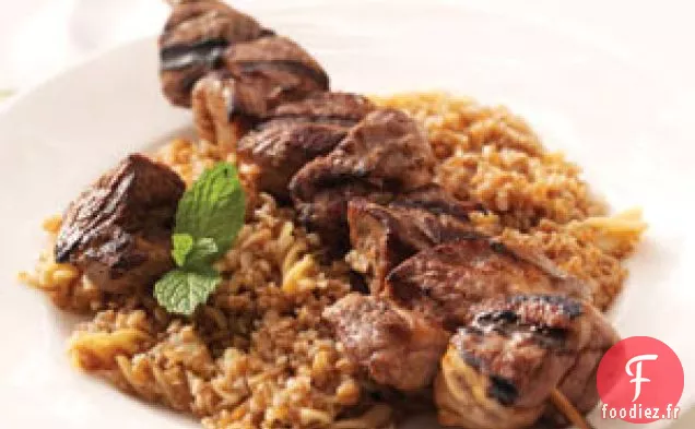 Brochettes d'Agneau au Boulgour Pilaf