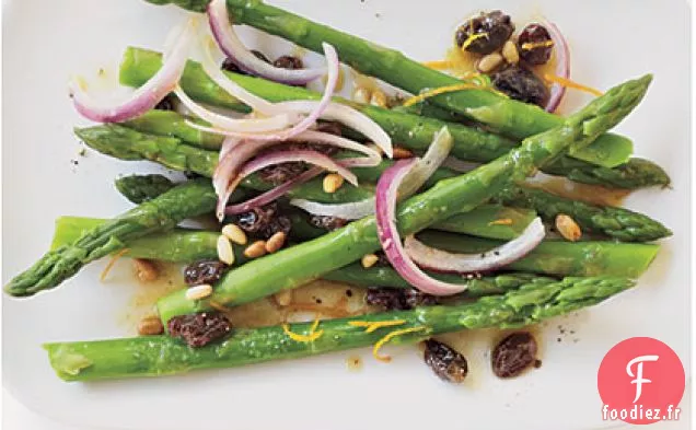 Asperges aux Raisins Secs et aux Pignons de Pin