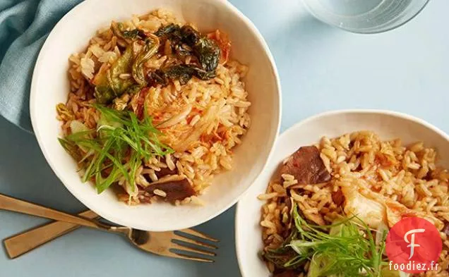 Riz Brun aux Champignons et Kimchi à Grains entiers