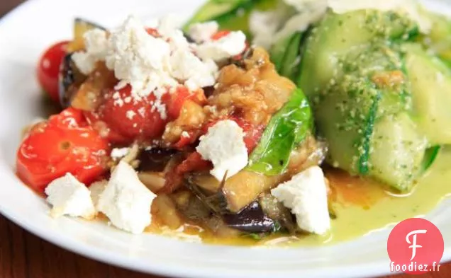 Pappardelle de Courgettes au Pesto et Aubergines alla Norma