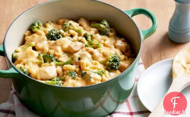 Macaroni au Fromage Cheddar avec Poulet et Brocoli