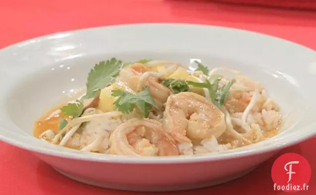 Crevettes au Curry Rouge Thaï avec Riz au Jasmin