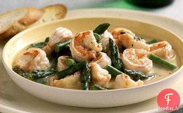 Crevettes à l'Ail Chaud et Asperges
