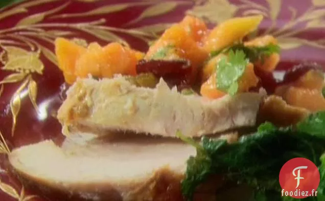 Dinde Rôtie avec Salsa à la Papaye et aux Canneberges