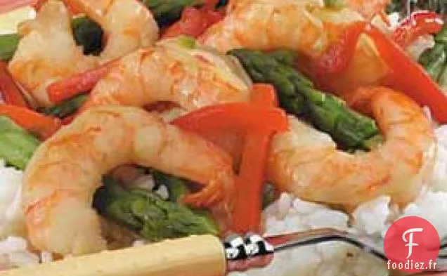Crevettes au Citron Vert avec Asperges