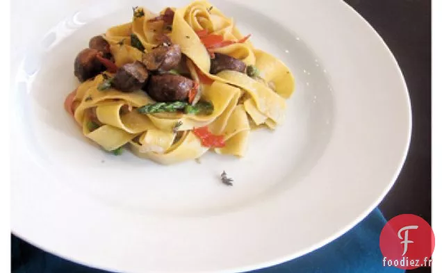 Pappardelle Crémeuse Aux Champignons Et Aux Asperges