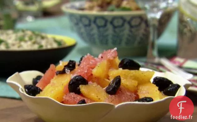 Salade d'Orange et Pamplemousse à la Coriandre et Olives Noires