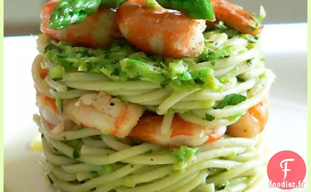 Spaghetti De Crevettes Et Pesto D'Asperges