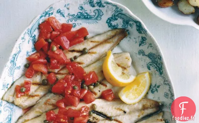 Maquereau grillé avec Salsa aux Câpres de Sicile et aux Tomates