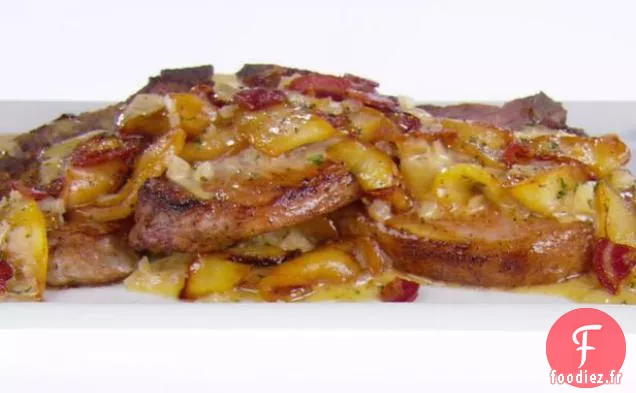 Côtelettes de Porc aux Pommes et Pancetta