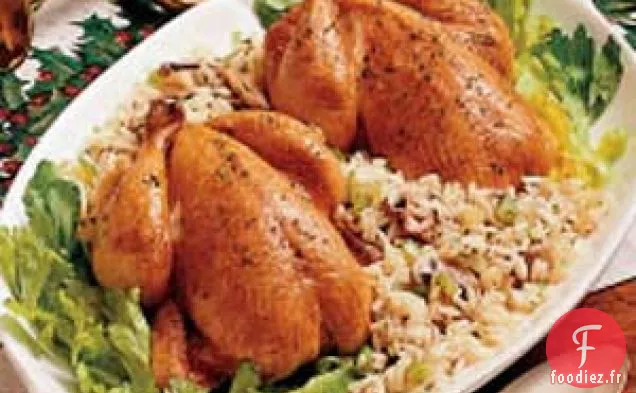 Poules de Cornouailles avec Vinaigrette au Riz
