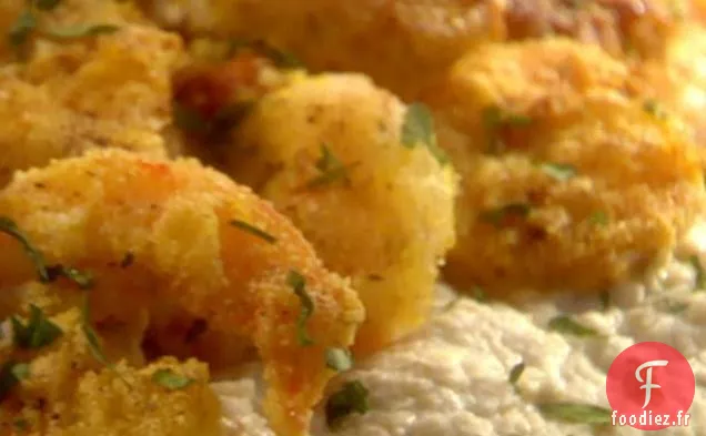 Purée d'Artichauts aux Crevettes Croustillantes et Citron Vert