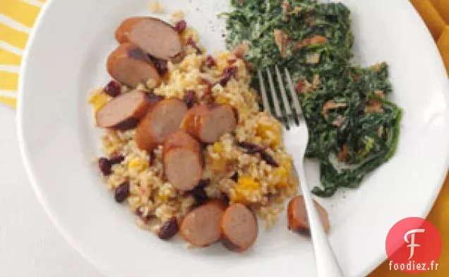 Saucisses de Poulet Grillées avec Riz de Récolte