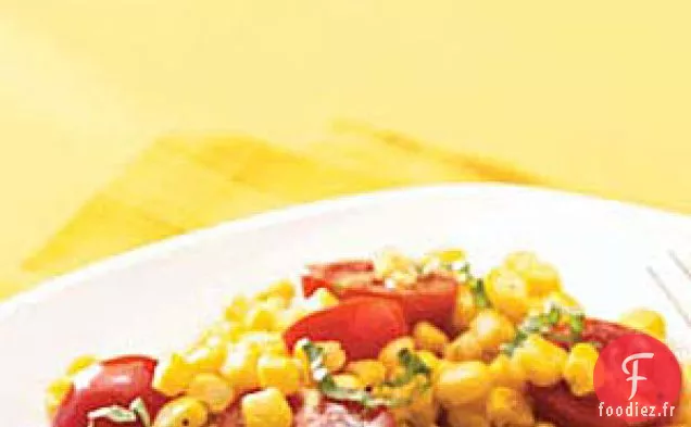 Maïs Sauté aux Tomates et Basilic