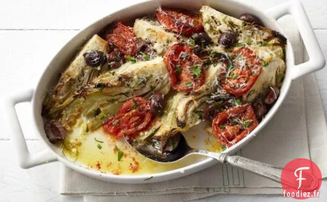 Fenouil Rôti avec Tomates Carbonisées, Olives et Pecorino