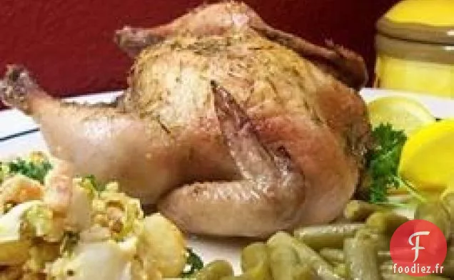 Poules de Cornouailles Rôties au Citron et aux Poireaux