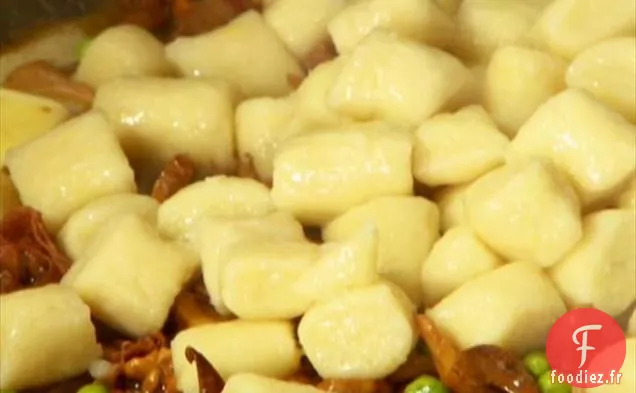 Gnocchis au Prosciutto, Petits Pois et Girolles
