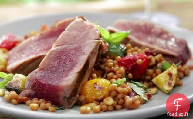 Thon Grillé avec Couscous Ratatouille Grillé et Pesto Déconstruit