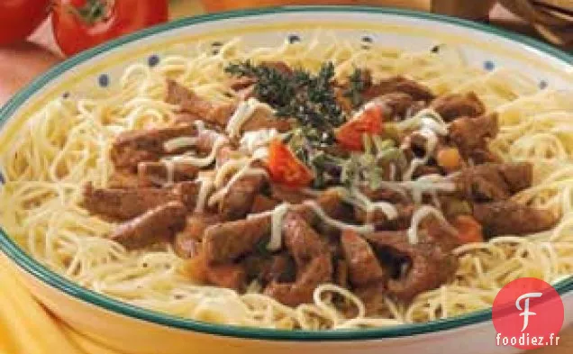 Lanières de Steak avec Spaghettis