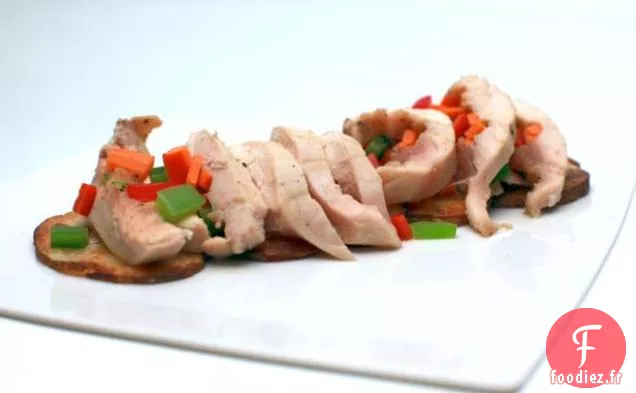 Roulade de Poulet aux Légumes Mélangés et Pommes de Terre Sautées