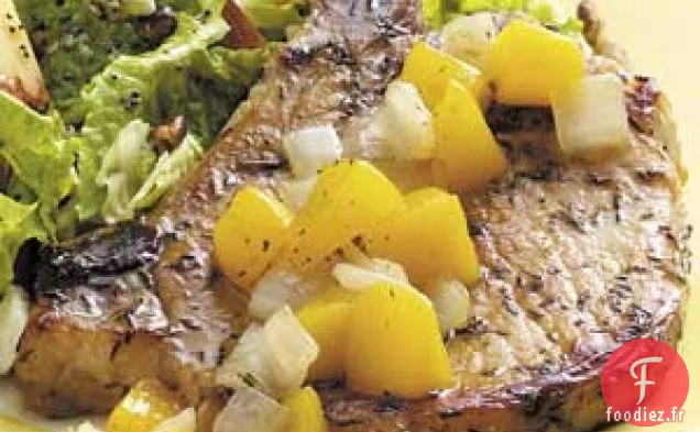 Côtelettes De Porc Garnies De Pêches