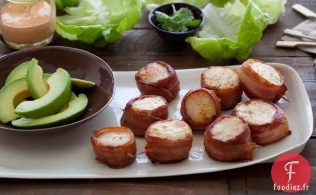 Pétoncles Enrobés de Bacon avec Mayonnaise Épicée