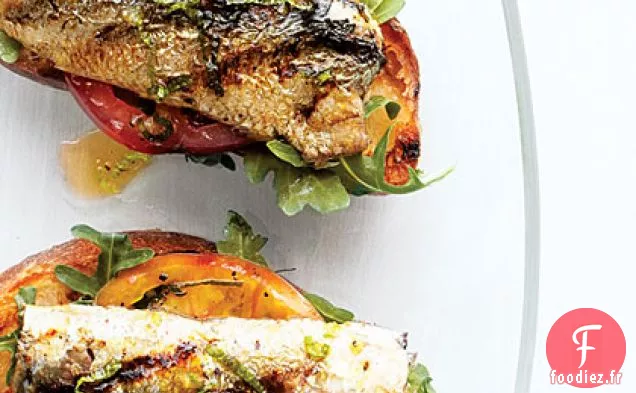 Bruschetta à la Sardine, Tomate et Menthe Grillée
