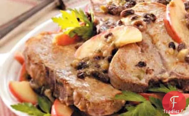 Côtelettes de Porc aux Pommes et Raisins Secs